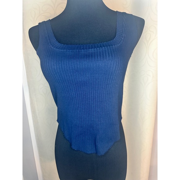 Cotton Citizen Tops - COTTON CITIZEN Ribbed Square Neck Tank Top Navy Blue Size M